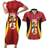 Custom Belgium Football Couples Matching Short Sleeve Bodycon Dress and Hawaiian Shirt 2026 Go De Rode Duivels - Wonder Print Shop