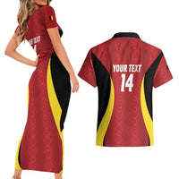Custom Belgium Football Couples Matching Short Sleeve Bodycon Dress and Hawaiian Shirt 2026 Go De Rode Duivels - Wonder Print Shop