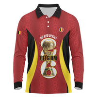 Custom Belgium Football Long Sleeve Polo Shirt 2026 Go De Rode Duivels - Wonder Print Shop