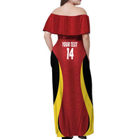 Custom Belgium Football Off Shoulder Maxi Dress 2026 Go De Rode Duivels - Wonder Print Shop
