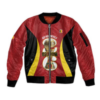 Custom Belgium Football Sleeve Zip Bomber Jacket 2026 Go De Rode Duivels - Wonder Print Shop