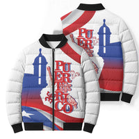 Puerto Rico Bomber Puffer Jacket Puerto Rican Proud El Morro Flag Wave Style