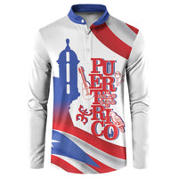 Puerto Rico Button Sweatshirt Puerto Rican Proud El Morro Flag Wave Style