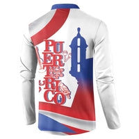 Puerto Rico Button Sweatshirt Puerto Rican Proud El Morro Flag Wave Style