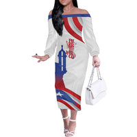 Puerto Rico Family Matching Off The Shoulder Long Sleeve Dress and Hawaiian Shirt Puerto Rican Proud El Morro Flag Wave Style