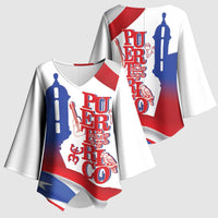 Puerto Rico Kimono Sleeve Blouse Puerto Rican Proud El Morro Flag Wave Style