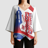Puerto Rico Kimono Sleeve Blouse Puerto Rican Proud El Morro Flag Wave Style