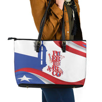 Puerto Rico Leather Tote Bag Puerto Rican Proud El Morro Flag Wave Style