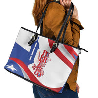 Puerto Rico Leather Tote Bag Puerto Rican Proud El Morro Flag Wave Style
