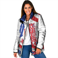 Puerto Rico Padded Jacket Puerto Rican Proud El Morro Flag Wave Style