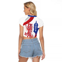Puerto Rico Raglan Cropped T Shirt Puerto Rican Proud El Morro Flag Wave Style