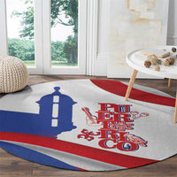 Puerto Rico Round Carpet Puerto Rican Proud El Morro Flag Wave Style