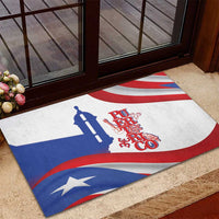 Puerto Rico Rubber Doormat Puerto Rican Proud El Morro Flag Wave Style