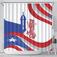 Puerto Rico Shower Curtain Puerto Rican Proud El Morro Flag Wave Style