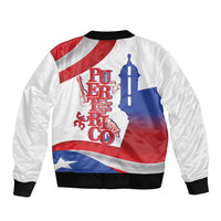 Puerto Rico Sleeve Zip Bomber Jacket Puerto Rican Proud El Morro Flag Wave Style