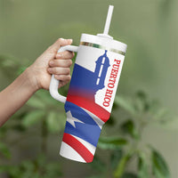 Puerto Rico Tumbler With Handle Puerto Rican Proud El Morro Flag Wave Style