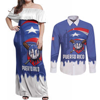Puerto Rico 2026 Baseball Custom Couples Matching Off Shoulder Maxi Dress and Long Sleeve Button Shirt Go Puerto Rican El Morro Drip Style