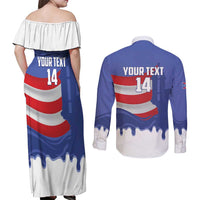 Puerto Rico 2026 Baseball Custom Couples Matching Off Shoulder Maxi Dress and Long Sleeve Button Shirt Go Puerto Rican El Morro Drip Style