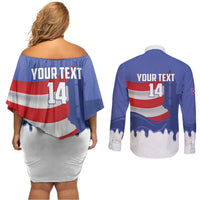 Puerto Rico 2026 Baseball Custom Couples Matching Off Shoulder Short Dress and Long Sleeve Button Shirt Go Puerto Rican El Morro Drip Style