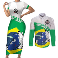 Brazil Jiujitsu Couples Matching Short Sleeve Bodycon Dress and Long Sleeve Button Shirt BJJ 2024 Flag Vibes - Wonder Print Shop