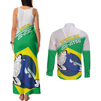 Brazil Jiujitsu Couples Matching Tank Maxi Dress and Long Sleeve Button Shirt BJJ 2024 Flag Vibes - Wonder Print Shop