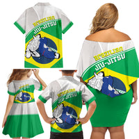 Brazil Jiujitsu Family Matching Off Shoulder Short Dress and Hawaiian Shirt BJJ 2024 Flag Vibes - Wonder Print Shop