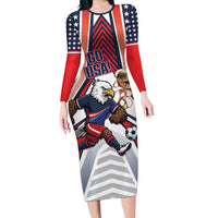 USA 2026 Soccer Custom Long Sleeve Bodycon Dress United States Eagle Go Champions