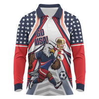 USA 2026 Soccer Custom Long Sleeve Polo Shirt United States Eagle Go Champions