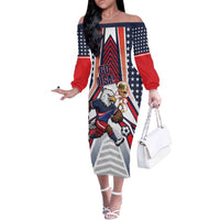 USA 2026 Soccer Custom Off The Shoulder Long Sleeve Dress United States Eagle Go Champions