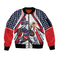 USA 2026 Soccer Custom Sleeve Zip Bomber Jacket United States Eagle Go Champions