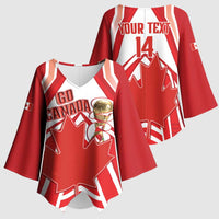 Canada 2026 Soccer Custom Kimono Sleeve Blouse Les Rouges Go Champions