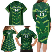 Custom Pakistan Cricket Family Matching Long Sleeve Bodycon Dress and Hawaiian Shirt 2024 World Cup Go Shaheens - Wonder Print Shop