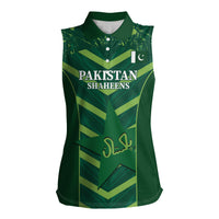 Custom Pakistan Cricket Women Sleeveless Polo Shirt 2024 World Cup Go Shaheens - Wonder Print Shop