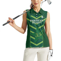 Custom Pakistan Cricket Women Sleeveless Polo Shirt 2024 World Cup Go Shaheens - Wonder Print Shop