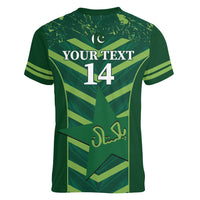 Custom Pakistan Cricket Women V-Neck T-Shirt 2024 World Cup Go Shaheens - Wonder Print Shop