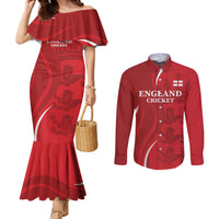 Custom England Cricket Couples Matching Mermaid Dress and Long Sleeve Button Shirt 2024 World Cup Go Champions