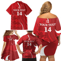 Custom England Cricket Family Matching Off Shoulder Short Dress and Hawaiian Shirt 2024 World Cup Go Champions - Wonder Print Shop