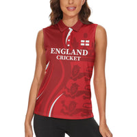 Custom England Cricket Women Sleeveless Polo Shirt 2024 World Cup Go Champions - Wonder Print Shop