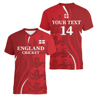 Custom England Cricket Women V-Neck T-Shirt 2024 World Cup Go Champions - Wonder Print Shop