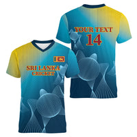 Custom Sri Lanka Cricket Women V-Neck T-Shirt 2024 World Cup Go The Lions - Wonder Print Shop