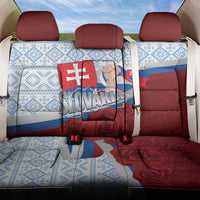 Slovakia Independence Day Back Car Seat Cover Slovak Map With Rosa Slavic Pattern