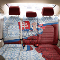 Slovakia Independence Day Back Car Seat Cover Slovak Map With Rosa Slavic Pattern