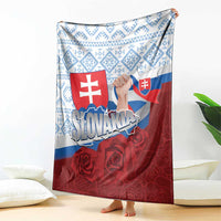 Slovakia Independence Day Blanket Slovak Map With Rosa Slavic Pattern