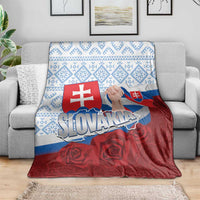 Slovakia Independence Day Blanket Slovak Map With Rosa Slavic Pattern