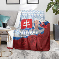 Slovakia Independence Day Blanket Slovak Map With Rosa Slavic Pattern