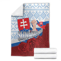 Slovakia Independence Day Blanket Slovak Map With Rosa Slavic Pattern
