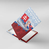 Slovakia Independence Day Canvas Wall Art Slovak Map With Rosa Slavic Pattern