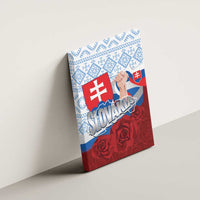 Slovakia Independence Day Canvas Wall Art Slovak Map With Rosa Slavic Pattern