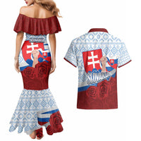 Slovakia Independence Day Couples Matching Mermaid Dress and Hawaiian Shirt Slovak Map With Rosa Slavic Pattern
