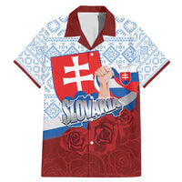 Slovakia Independence Day Family Matching Mermaid Dress and Hawaiian Shirt Slovak Map With Rosa Slavic Pattern